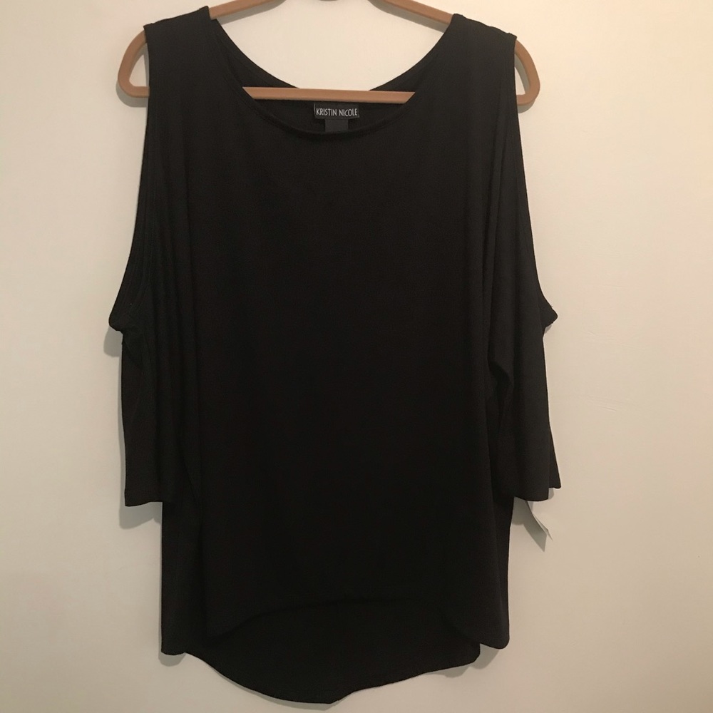 Black cold shoulder top